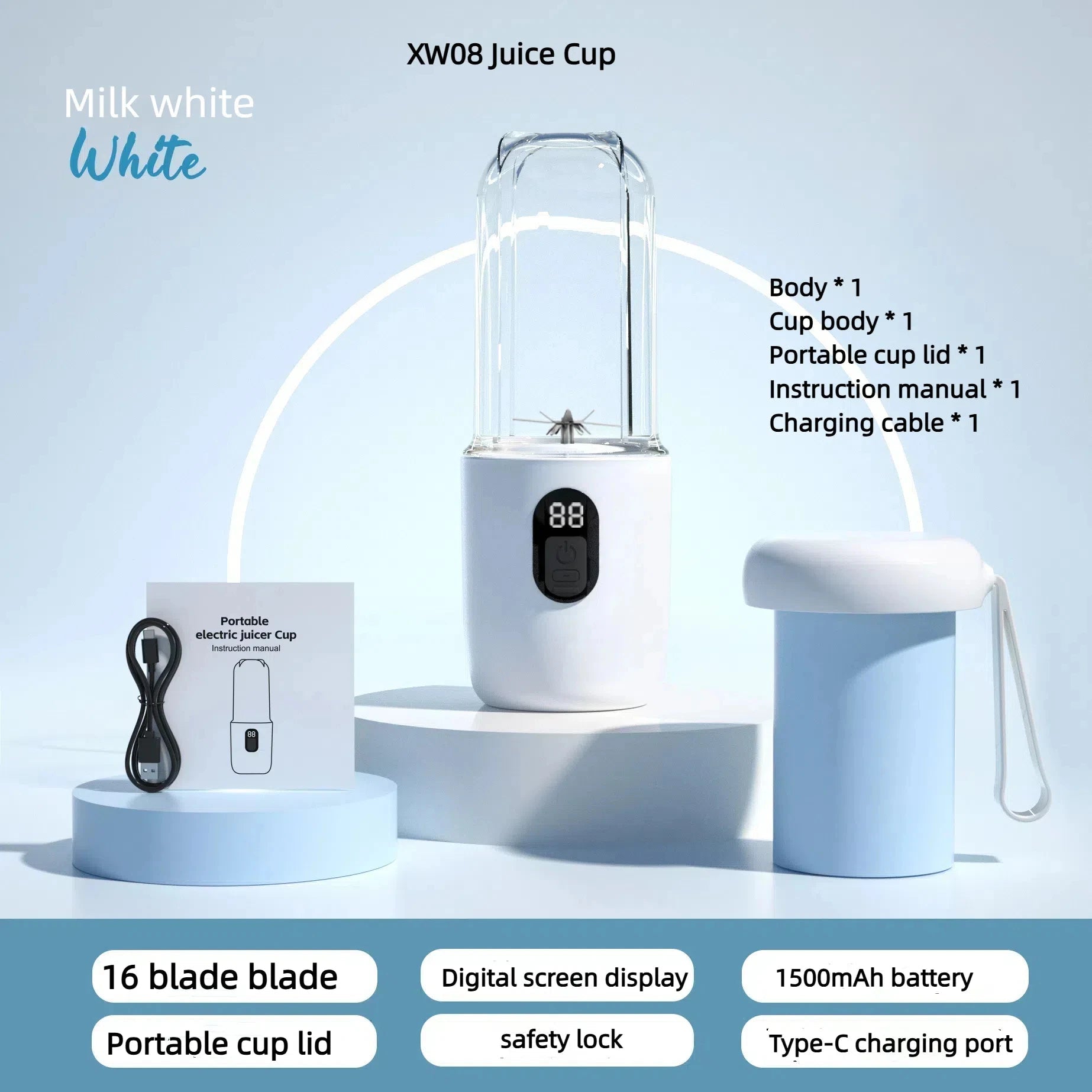 Portable Blender Bottle Electric 6 Blades Multifunction Juice Blender Fresh Juice Smoothie Blender Ice CrushCup Food Processor Econic Blanks