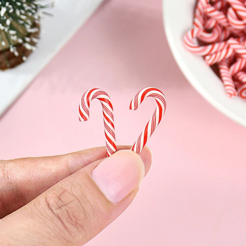 10/30/50Pcs Mini Candy Cane Christmas Decoration Red White Resin Candy DIY Crafts Xmas Pendant Navidad Home Decor 2025 New Year Econic Blanks