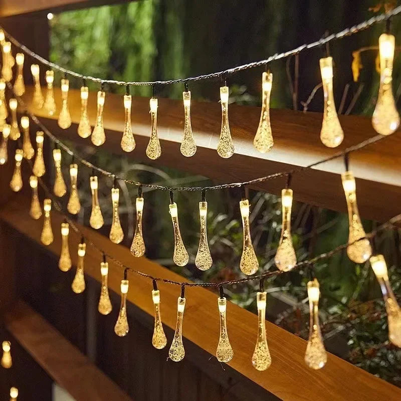 Solar Water Drop Lights 20/30/100LEDs Waterproof Outdoor Fairy String Light for Garden Courtyard Christmas Wedding Party Decor Econic Blanks