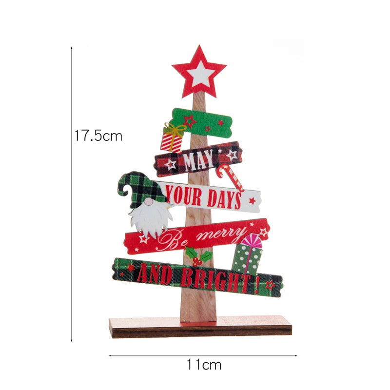 Wooden Christmas Tree Desktop Ornament Santa Claus Merry Christmas Sign Plaque Xmas Decoration for Home 2025 New Years Noel Gift Econic Blanks