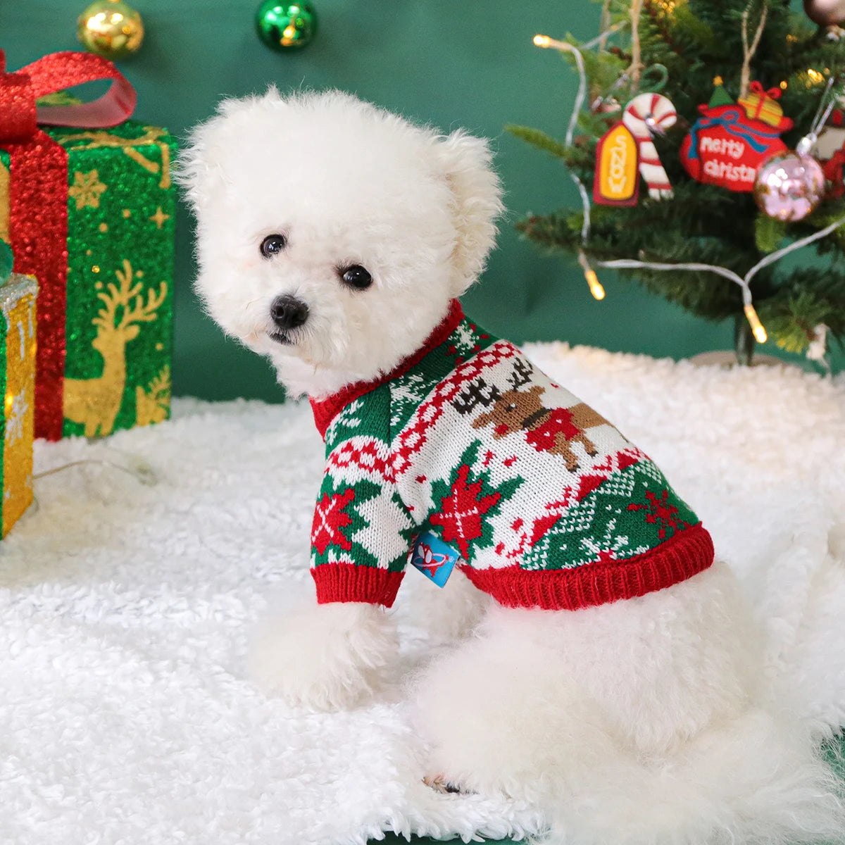 Pet Cute Christmas Rudolph Elk Sweater Dog Autumn and Winter Warm Thread Clothes Happy Cat Wear Clothes Econic Blanks