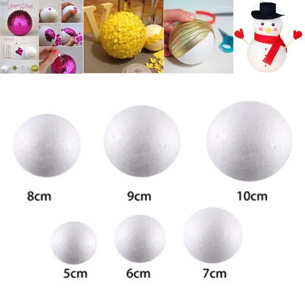 10pcs Solid Foam Balls 50mm–100mm – Polystyrene Round DIY Accessories for Crafts, Party & Christmas Decorations Econic Blanks