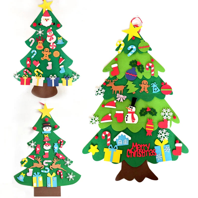 DIY Felt Christmas Tree Christmas Decoration for Home Navidad 2022 New Year Christmas Ornaments Santa Claus Xmas Kids Gifts Econic Blanks