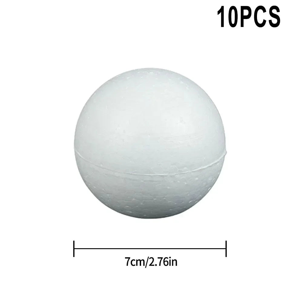 10pcs Solid Foam Balls 50mm–100mm – Polystyrene Round DIY Accessories for Crafts, Party & Christmas Decorations Econic Blanks