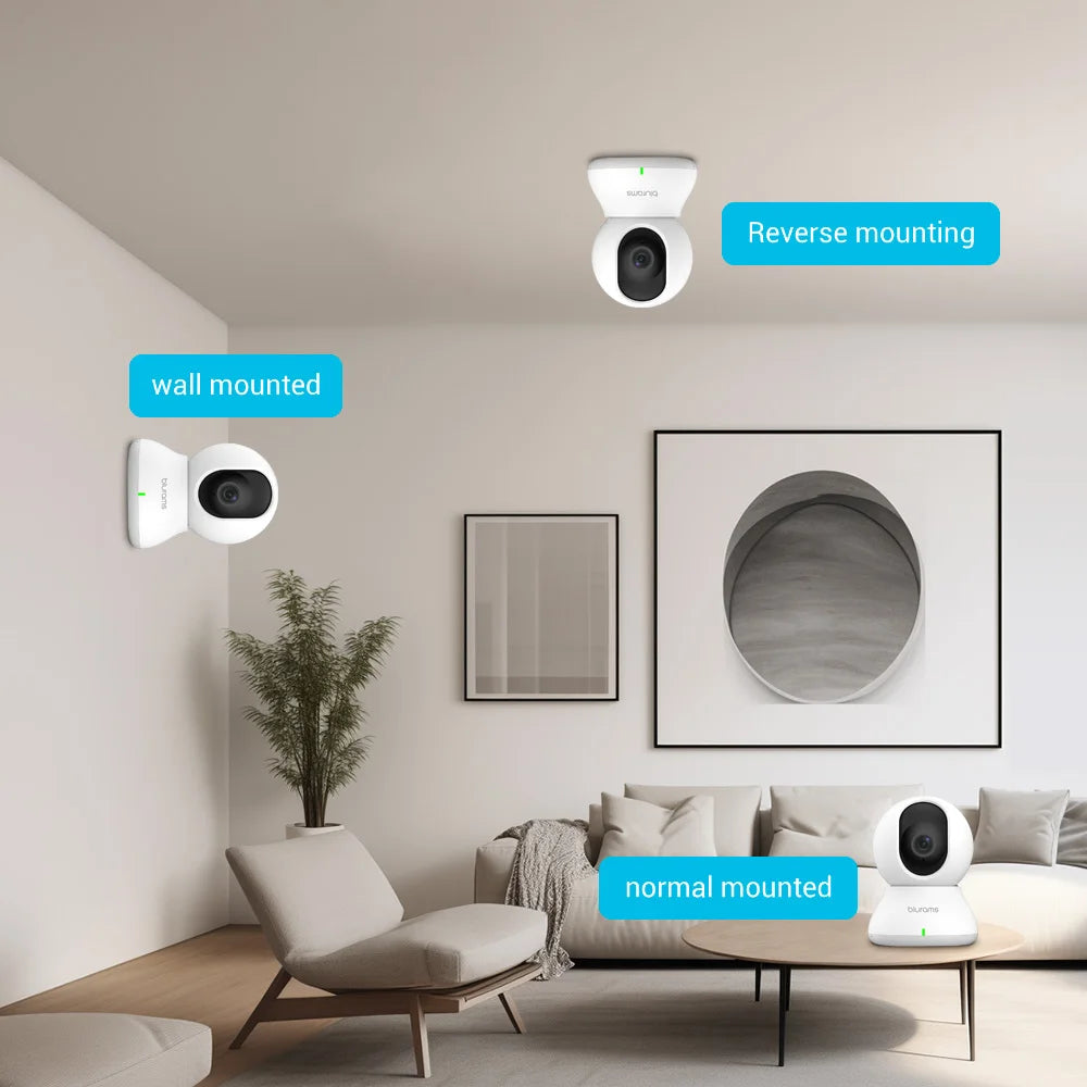 Blurams 2.4&5G WiFi Indoor Camera, 2K, 360° PTZ Pet Dog IP CCTV Camera with Phone App, 2-Way Talk, Night Vision, for Home Securi Econic Blanks