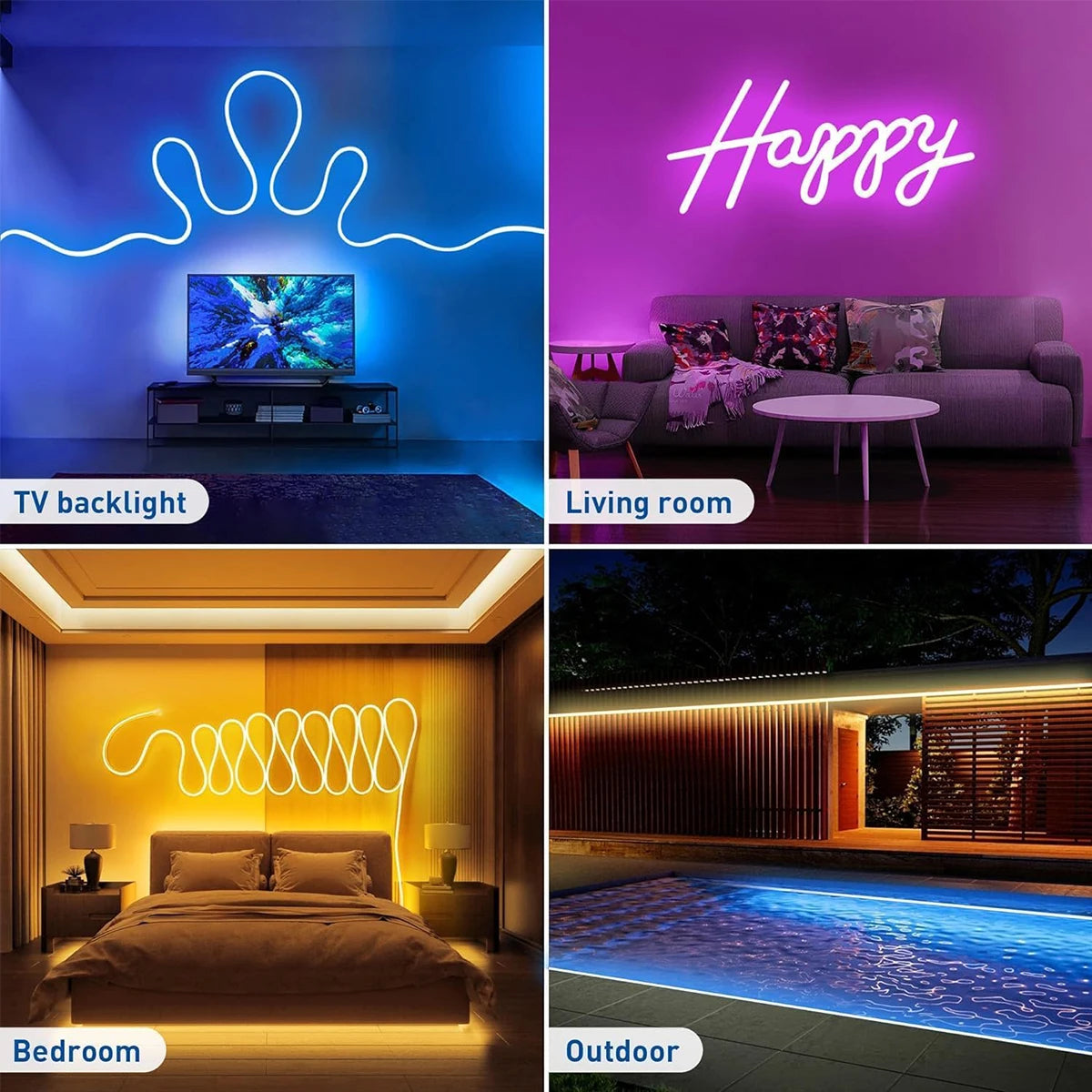 5V RGB Neon Strip Light 1M 2M 3M 5M USB Waterproof Flexible Ribbon Tape Neon Lights With Bluetooth Remote Control For Home Decor Econic Blanks