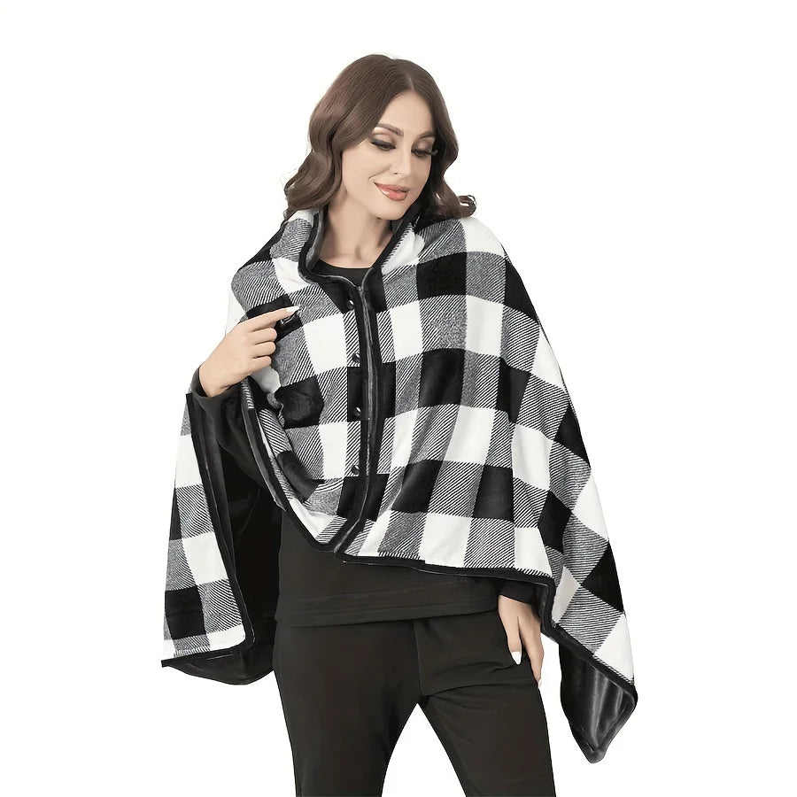 1pc Wearable Blankets Shawl Blanket Flannel Lazy Casual Office Blanket Econic Blanks