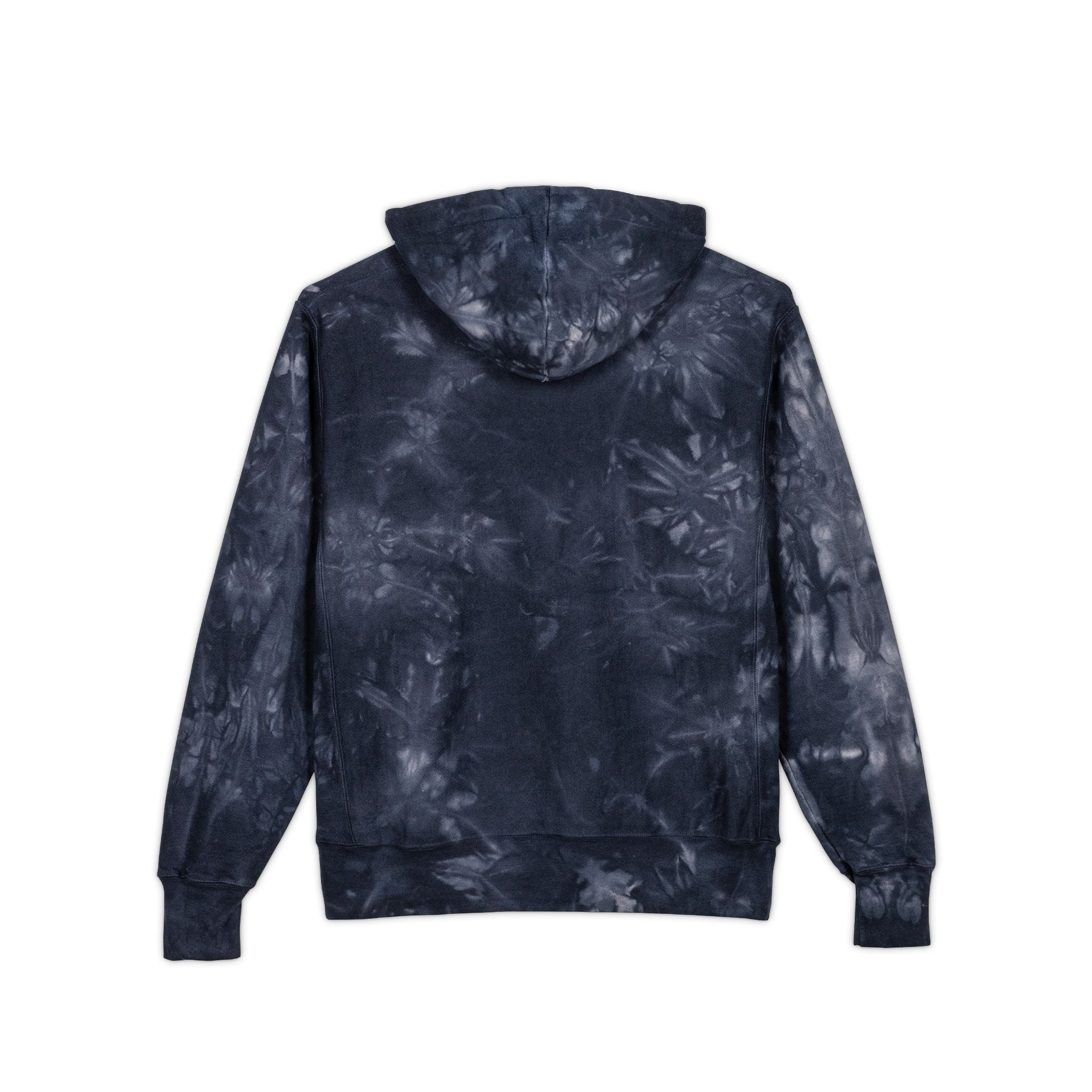 Tie-dye hoodie with a pattern on a white background
