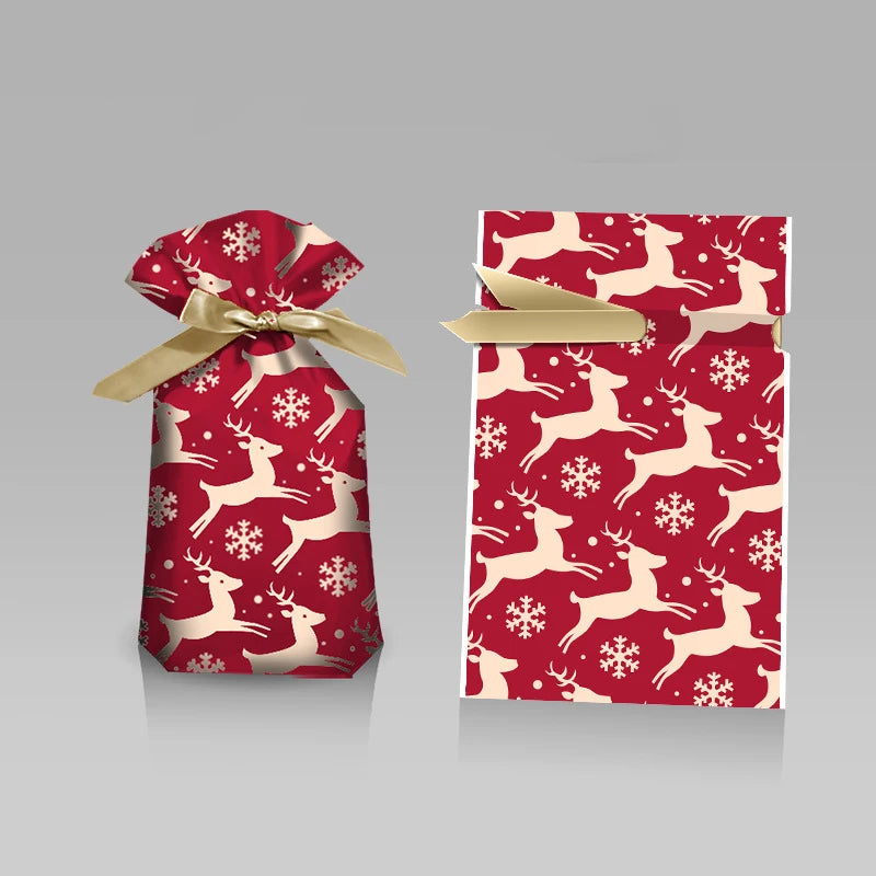 Merry Christmas Candy Bag Santa Gift Bag Snowflake Drawstring Bag Christmas Decorations for Home New Year 2022 Noel Presents Econic Blanks