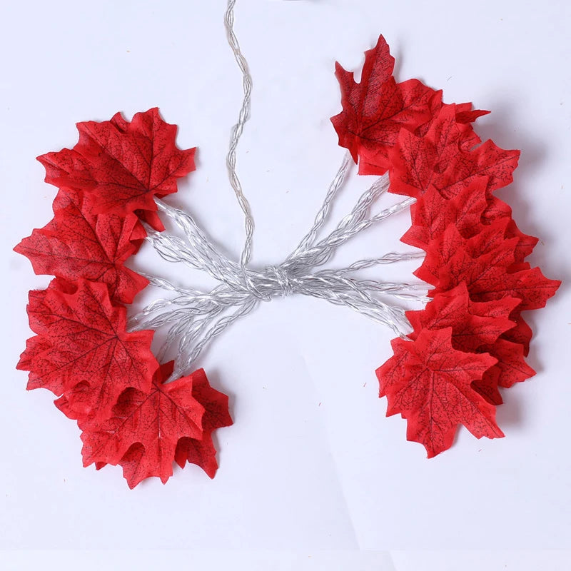 2/3/6M Christmas Decoration Artificial Maple Leaf Leaves LED Light String Lantern Garland Home Party DIY Deco Halloween New Yea Econic Blanks