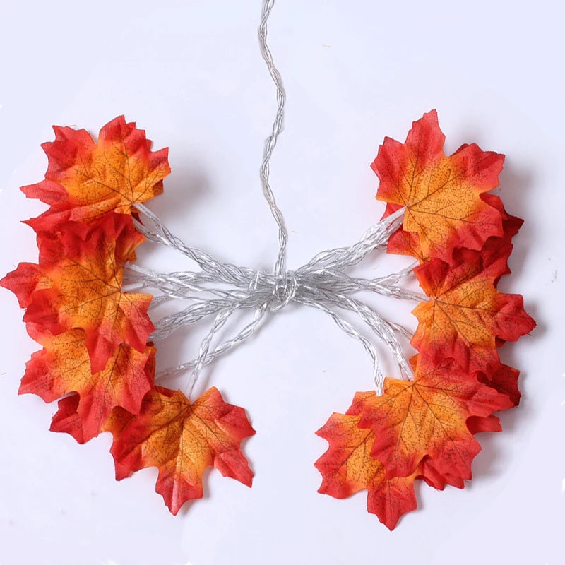 2/3/6M Christmas Decoration Artificial Maple Leaf Leaves LED Light String Lantern Garland Home Party DIY Deco Halloween New Yea Econic Blanks