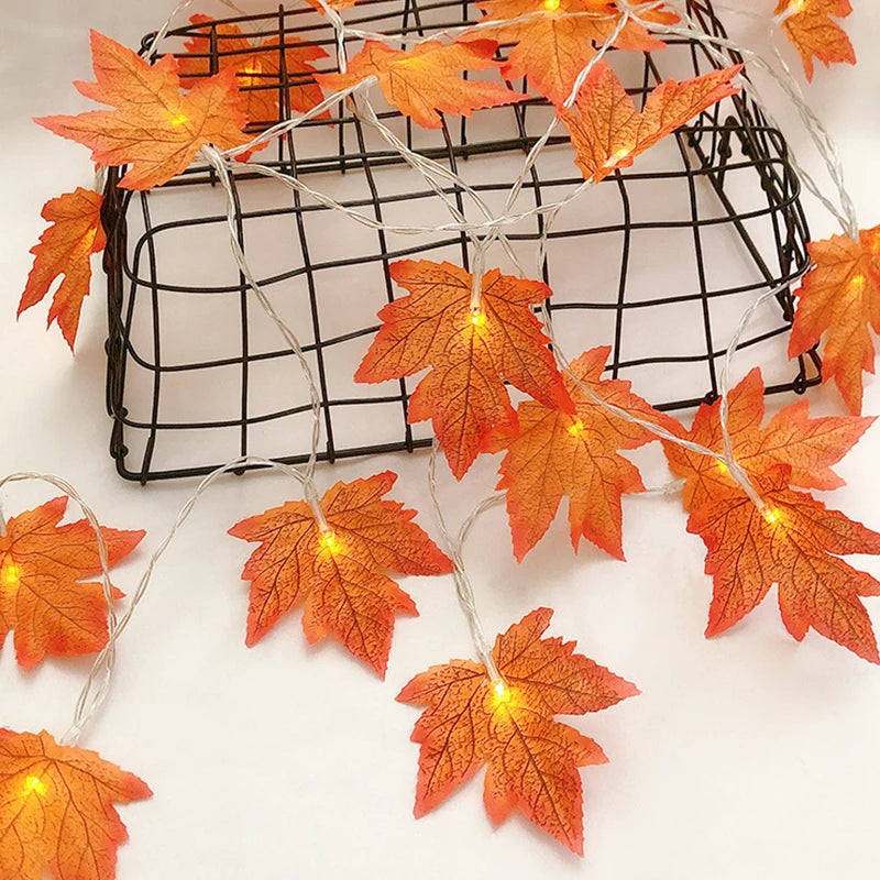 2/3/6M Christmas Decoration Artificial Maple Leaf Leaves LED Light String Lantern Garland Home Party DIY Deco Halloween New Yea Econic Blanks