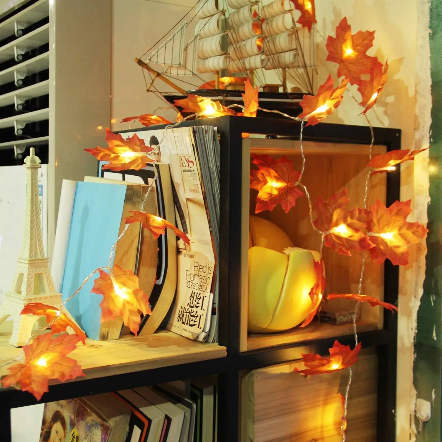 2/3/6M Christmas Decoration Artificial Maple Leaf Leaves LED Light String Lantern Garland Home Party DIY Deco Halloween New Yea Econic Blanks