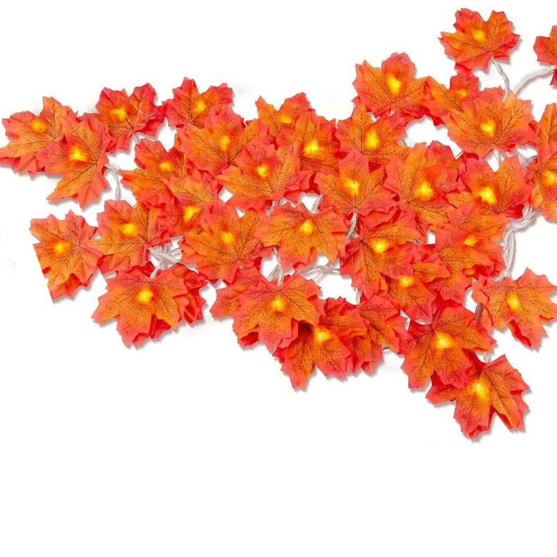 2/3/6M Christmas Decoration Artificial Maple Leaf Leaves LED Light String Lantern Garland Home Party DIY Deco Halloween New Yea Econic Blanks