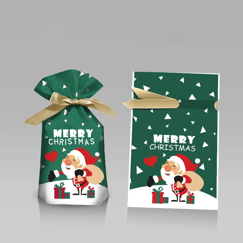 Merry Christmas Candy Bag Santa Gift Bag Snowflake Drawstring Bag Christmas Decorations for Home New Year 2022 Noel Presents Econic Blanks
