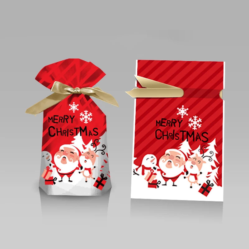 Merry Christmas Candy Bag Santa Gift Bag Snowflake Drawstring Bag Christmas Decorations for Home New Year 2022 Noel Presents Econic Blanks