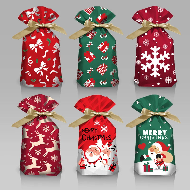 Merry Christmas Candy Bag Santa Gift Bag Snowflake Drawstring Bag Christmas Decorations for Home New Year 2022 Noel Presents Econic Blanks