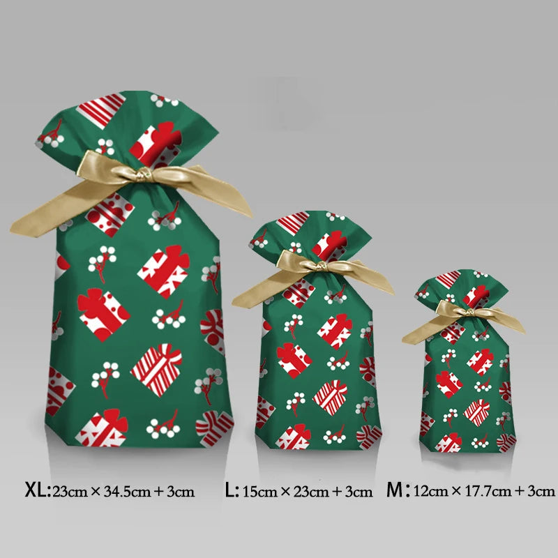 Merry Christmas Candy Bag Santa Gift Bag Snowflake Drawstring Bag Christmas Decorations for Home New Year 2022 Noel Presents Econic Blanks