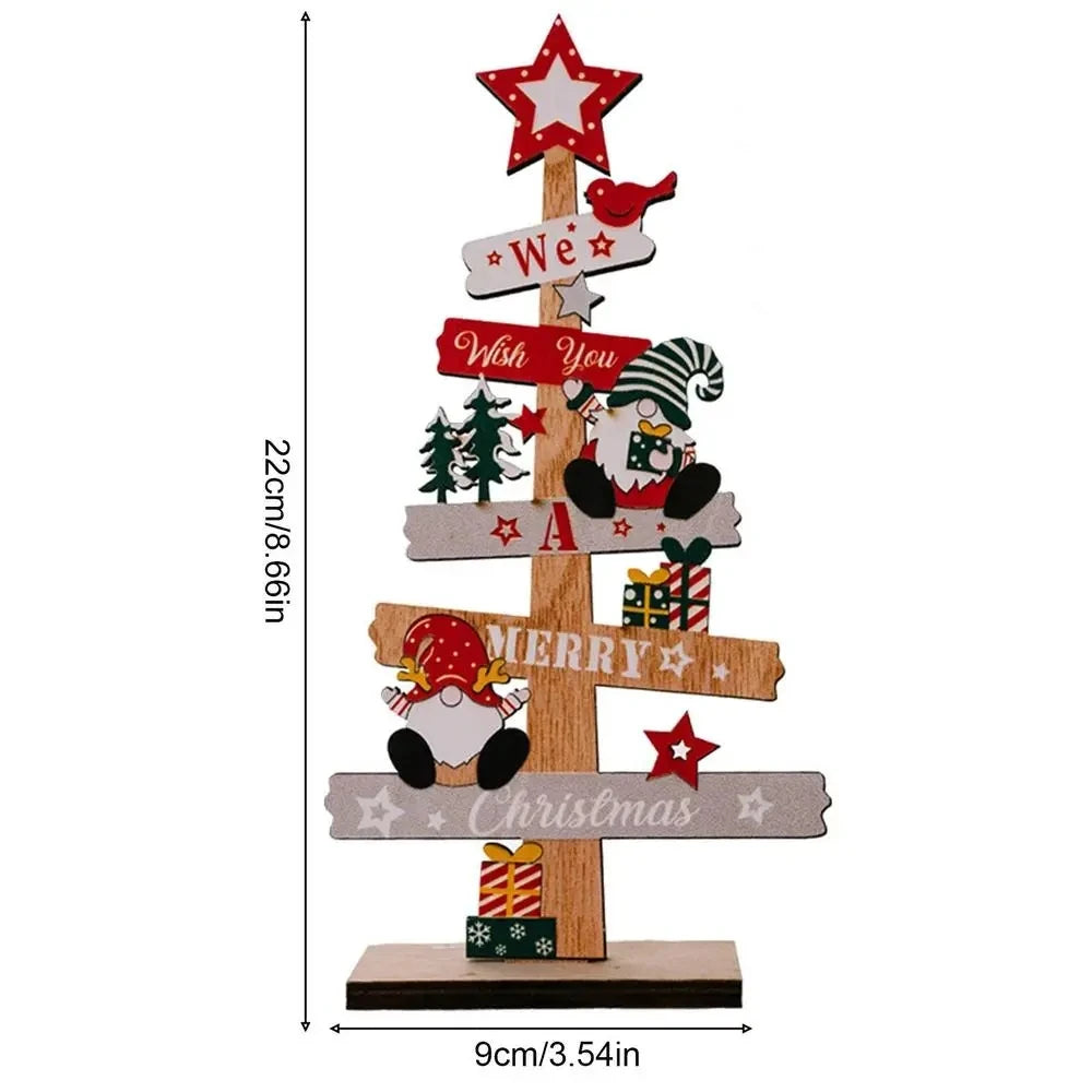 Wooden Christmas Tree Desktop Ornament Santa Claus Merry Christmas Sign Plaque Xmas Decoration for Home 2025 New Years Noel Gift Econic Blanks