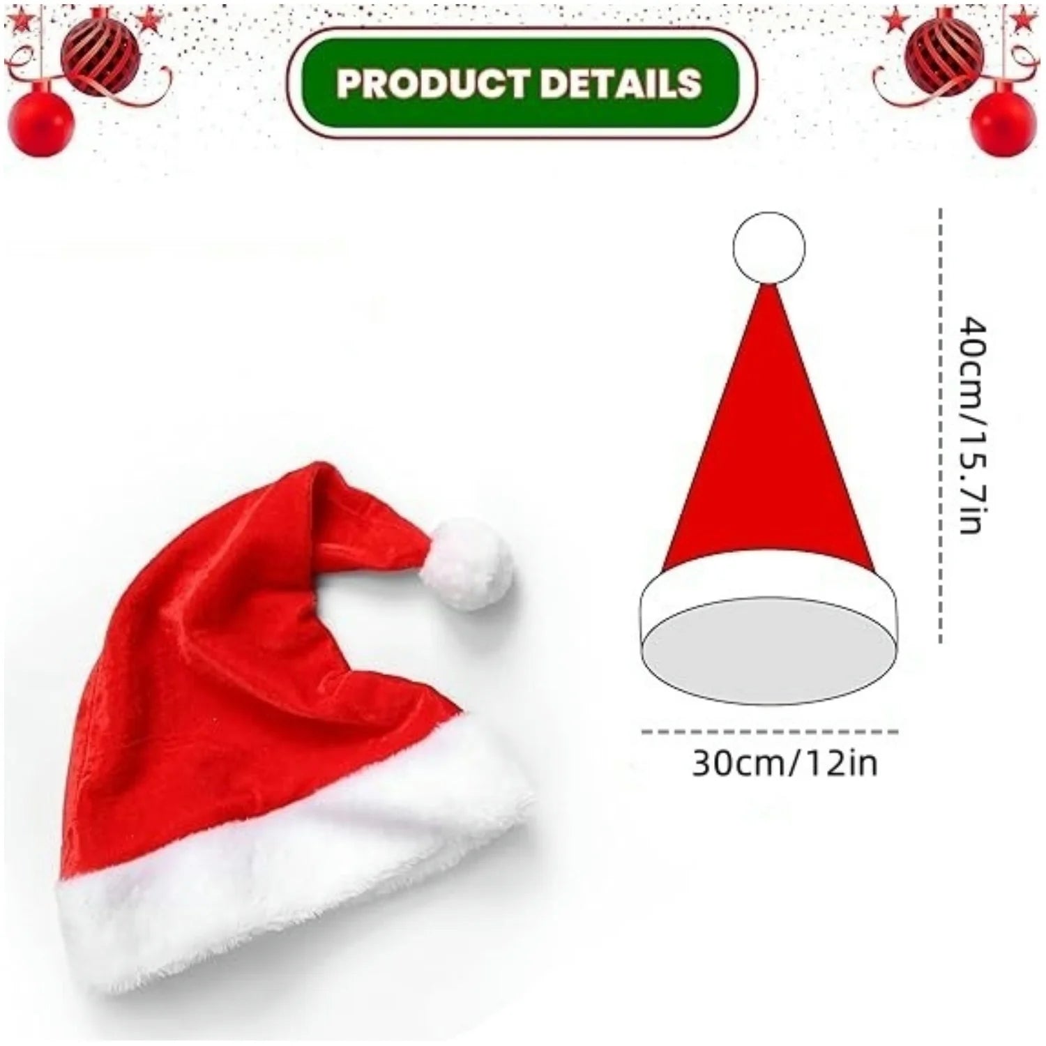 Fluffy Red Santa Hats Set with Plush Brim and Liner for Adults Men Women - Christmas, New Year Party Supplies & Gifts Econic Blanks
