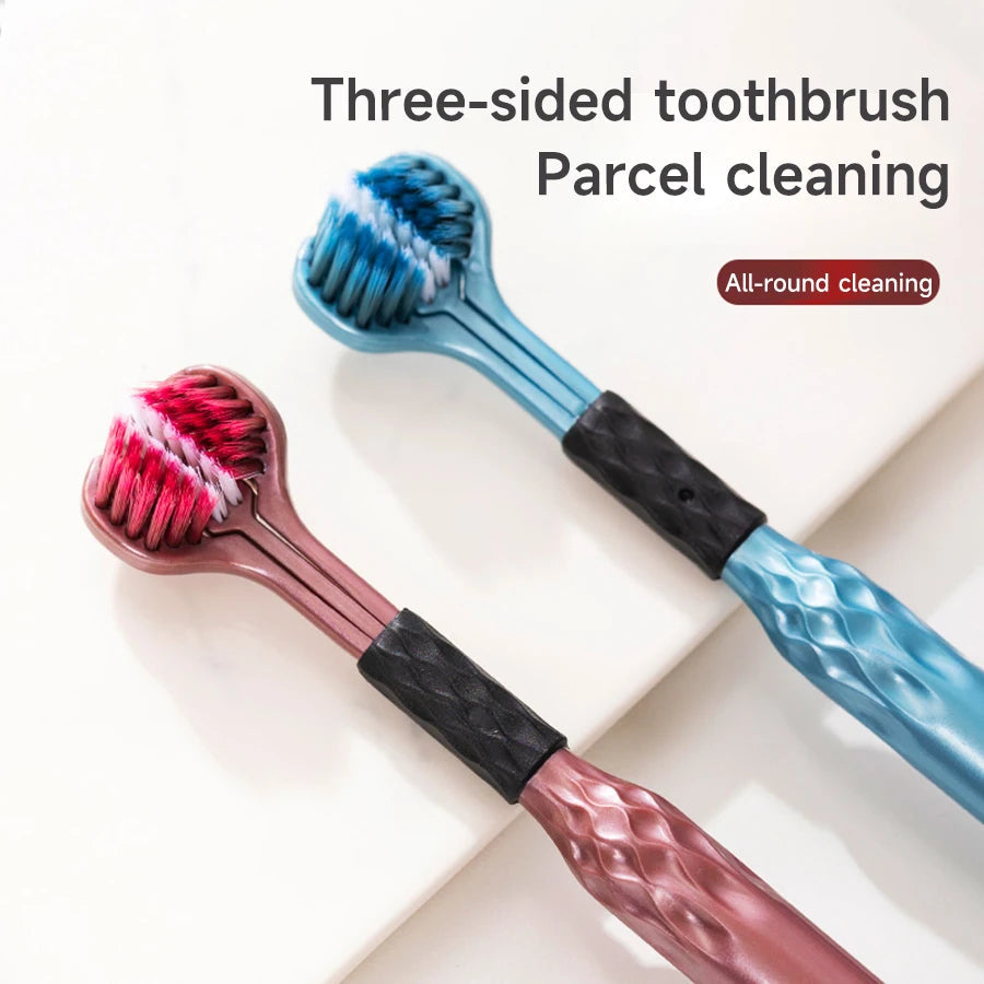 3-Sided Toothbrush for Comprehensive Cleaning | Ideal Angle Design | Raised Tongue Coating Brush | 2-Pack | Soft Bristles for Ge Econic Blanks