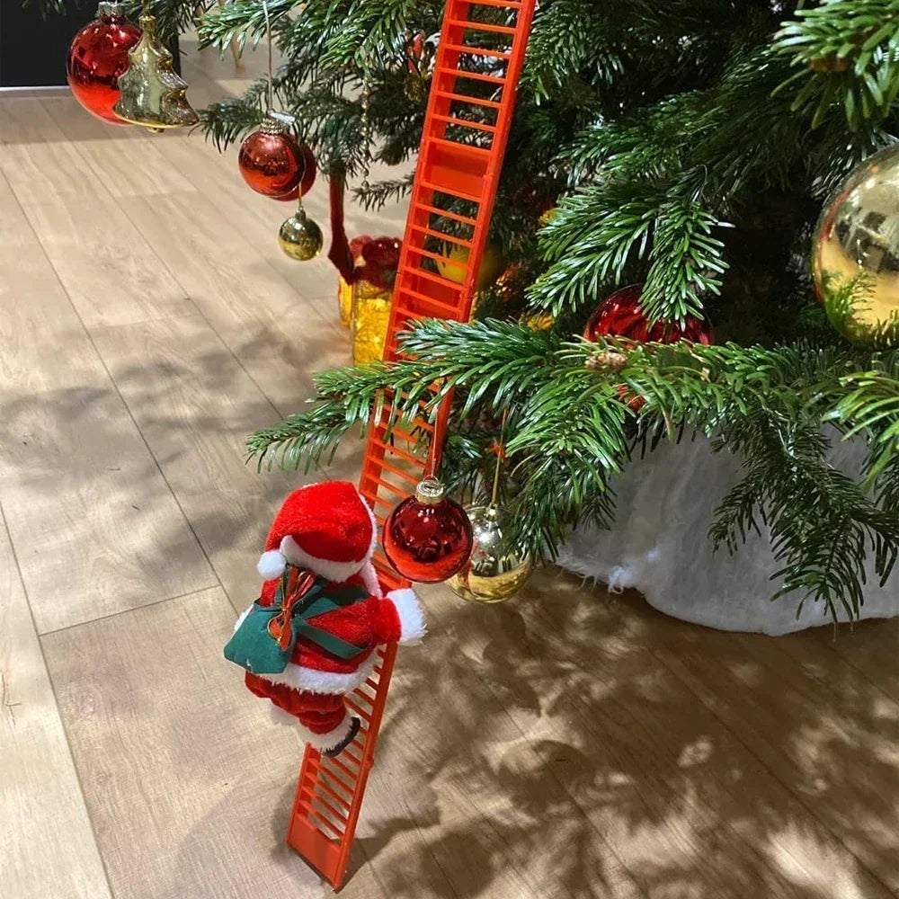 Electric Climbing Ladder Santa Claus Music Doll Christmas Ornament Decoration for Home Christmas Tree Hanging Decor NewYear Gift Econic Blanks