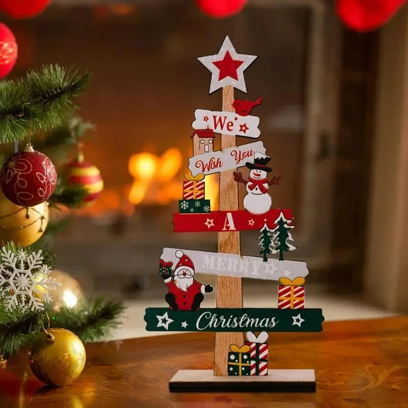 Wooden Christmas Tree Desktop Ornament Santa Claus Merry Christmas Sign Plaque Xmas Decoration for Home 2025 New Years Noel Gift Econic Blanks