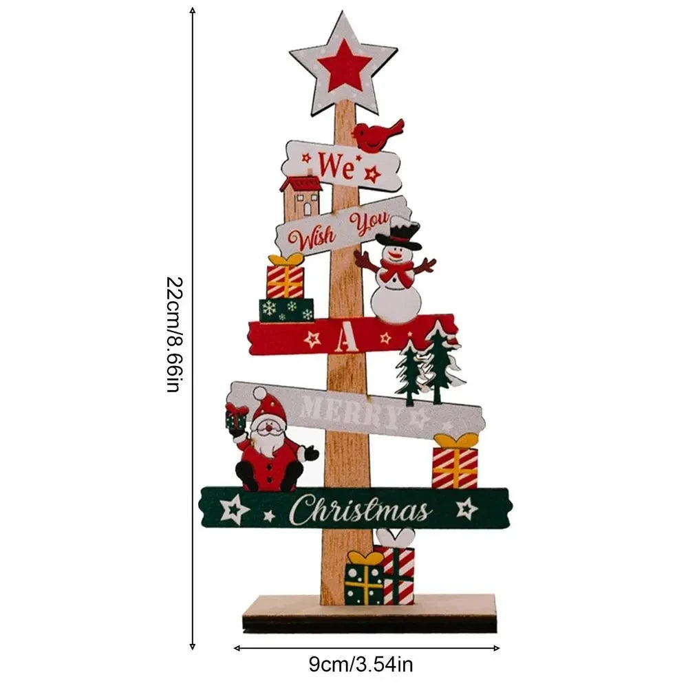 Wooden Christmas Tree Desktop Ornament Santa Claus Merry Christmas Sign Plaque Xmas Decoration for Home 2025 New Years Noel Gift Econic Blanks