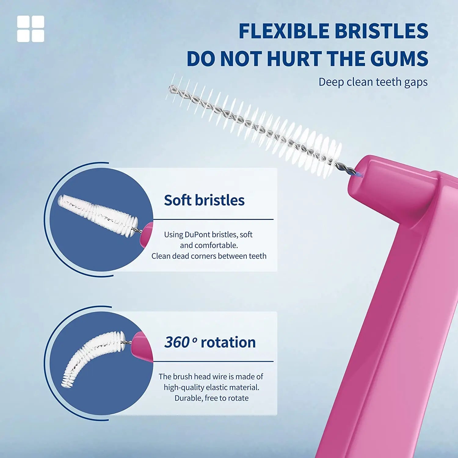 Kingubznis 20pcs  Interdental Brush For Dental Orthodontics Clean Between Teeth Cleaning Tools Soft Mini Brush With Dust Cover Econic Blanks