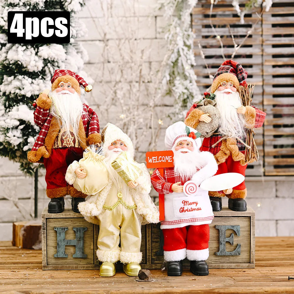 1~4PCS 2025 Christmas Decoration for Home Santa Claus Plush Doll 30cm Navidad Party Decor Xmas Ornaments New Year Gift Econic Blanks