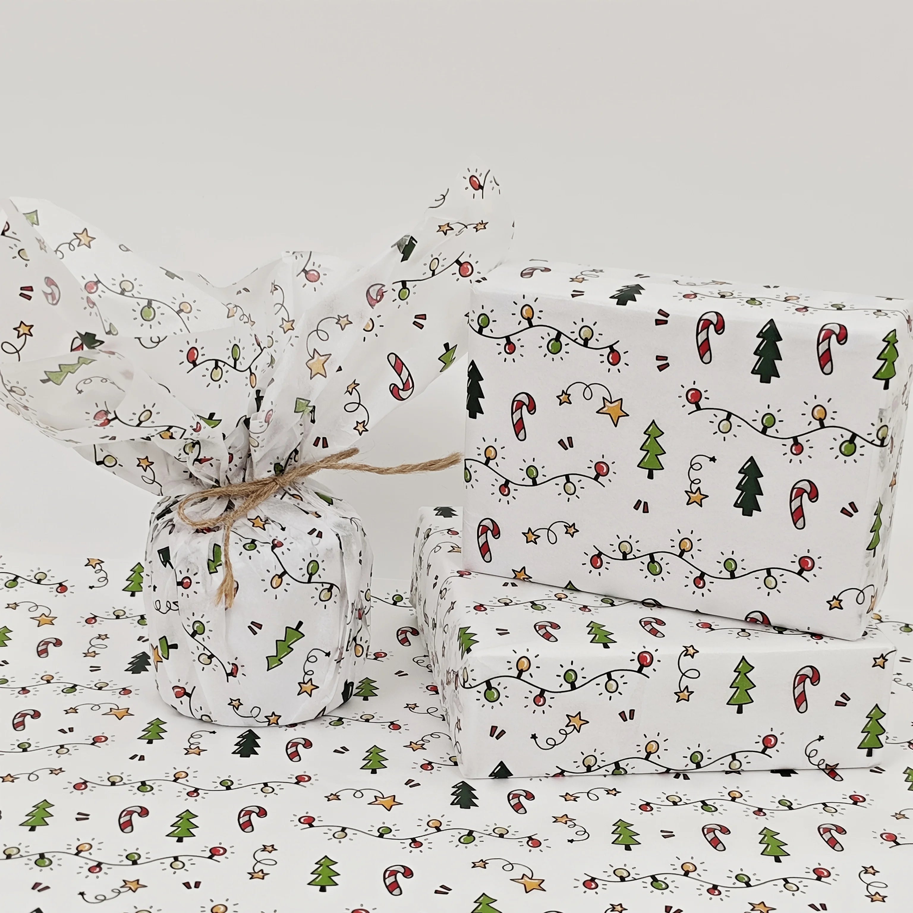 10/20 Sheets of Christmas Lantern Pattern Tissue Paper, 20*14inch Gift Wrapping Paper, Suitable for Christmas, Winter, Thanksgiving, Birthday Gift Wrapping, Bouquet Filling and Party Gift Wrapping, Best for Christmas, Perfect Econic Blanks