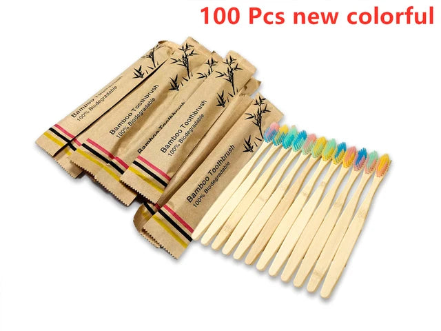 Natural Colorful Toothbrush Eco Soft Bristle Bamboo Toothbrush Bamboo Charcoal Vegan Tooth Dental Oral Care Plastic Free 10Pcs Econic Blanks
