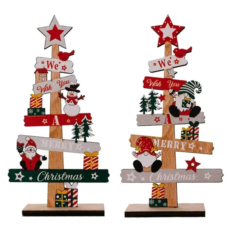 Wooden Christmas Tree Desktop Ornament Santa Claus Merry Christmas Sign Plaque Xmas Decoration for Home 2025 New Years Noel Gift Econic Blanks