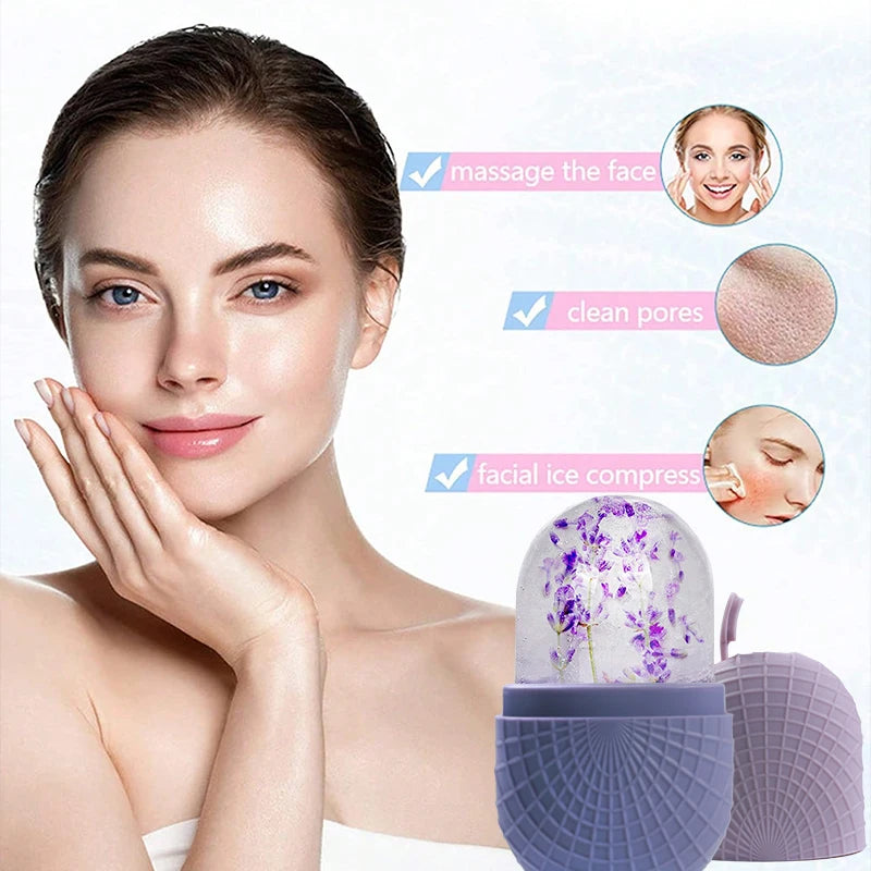 Ice Roller for Face and Eyes Silicone Ice Mold, Cooling and Firming Facial Skin Ice Roller Leak-proof Reusable Facial Care Tool Econic Blanks