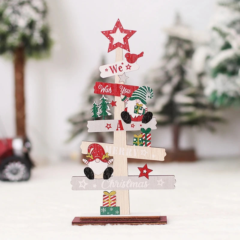 Wooden Christmas Tree Desktop Ornament Santa Claus Merry Christmas Sign Plaque Xmas Decoration for Home 2025 New Years Noel Gift Econic Blanks