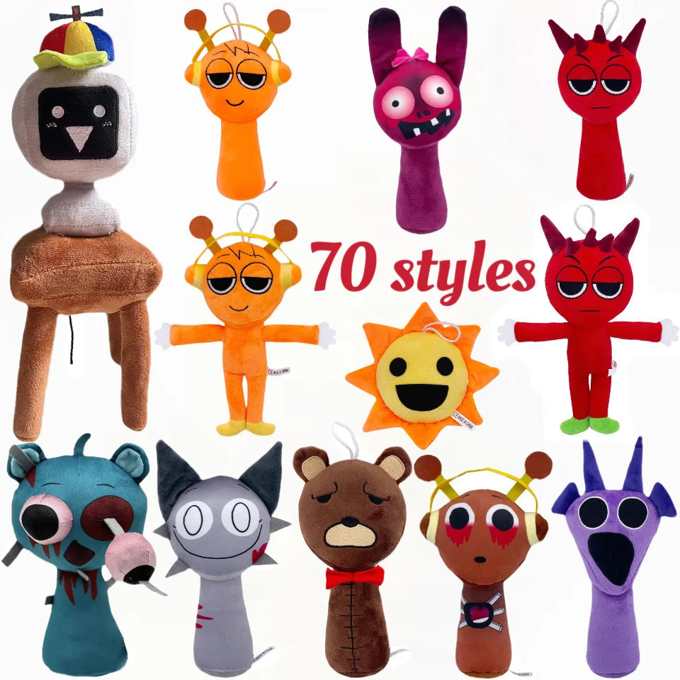 Sprunki Plush Toys Sprunki Plush Doll Sprunki Game Cartoon Pillow Kids Birthday Gifts Stuffed Dolls Christmas Gift Econic Blanks