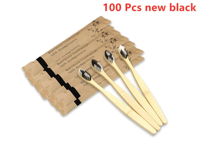 Natural Colorful Toothbrush Eco Soft Bristle Bamboo Toothbrush Bamboo Charcoal Vegan Tooth Dental Oral Care Plastic Free 10Pcs Econic Blanks