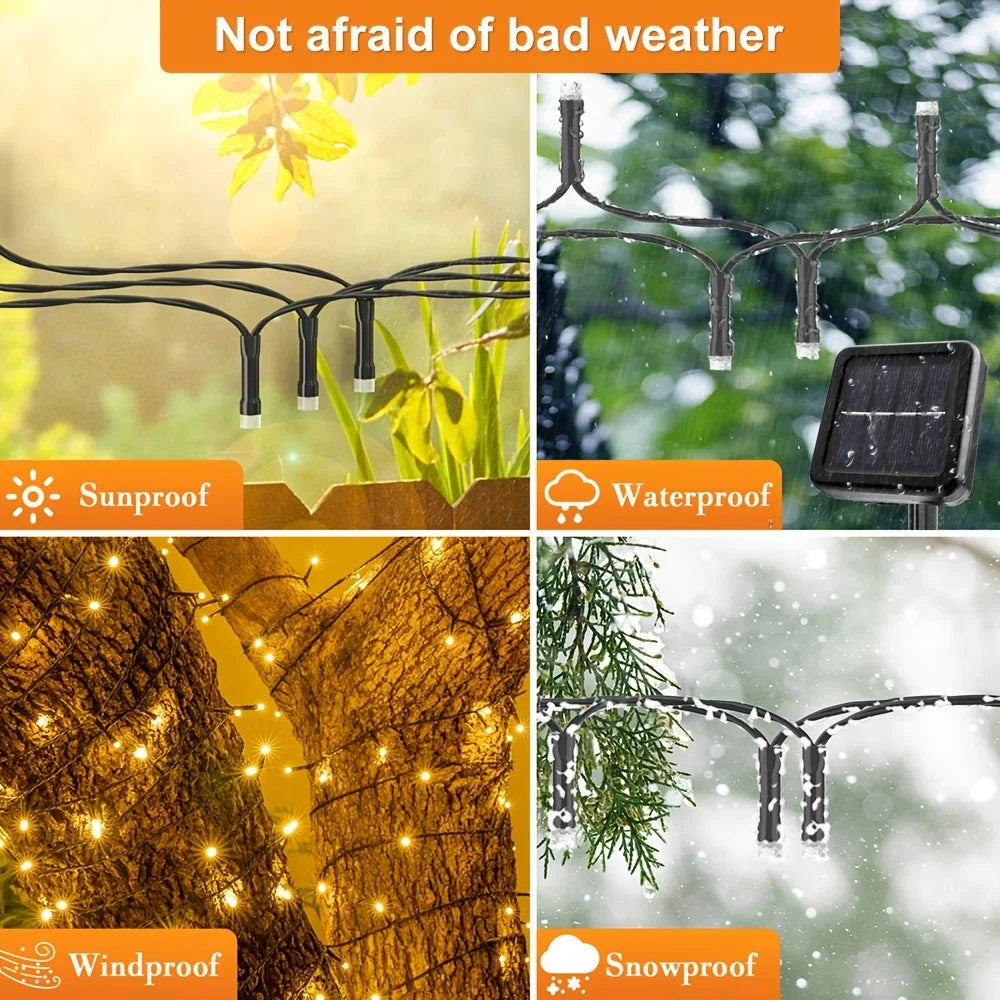 23-99ft LED Solar Light 50-300 Lights Outdoor Waterproof Fairy Garland Lights Christmas Party Halloween Decorations Solar Lights Econic Blanks