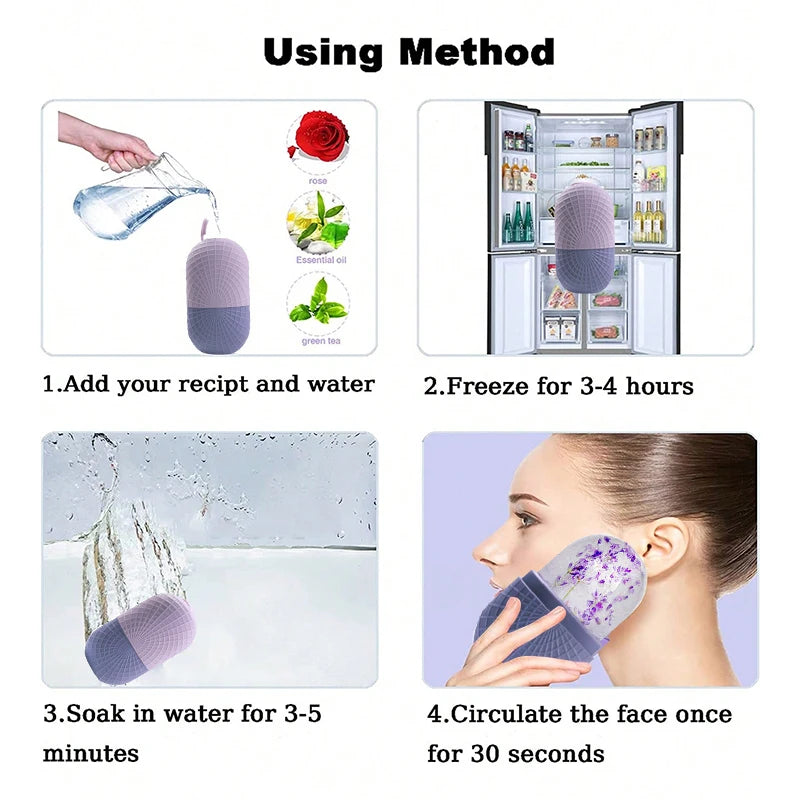 Ice Roller for Face and Eyes Silicone Ice Mold, Cooling and Firming Facial Skin Ice Roller Leak-proof Reusable Facial Care Tool Econic Blanks