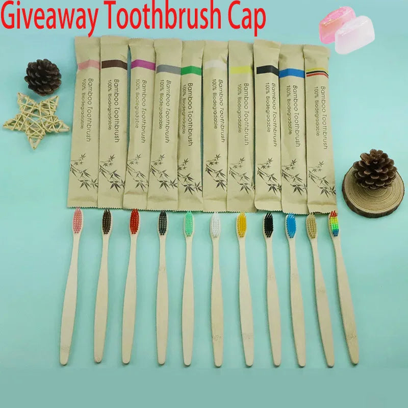 Natural Colorful Toothbrush Eco Soft Bristle Bamboo Toothbrush Bamboo Charcoal Vegan Tooth Dental Oral Care Plastic Free 10Pcs Econic Blanks
