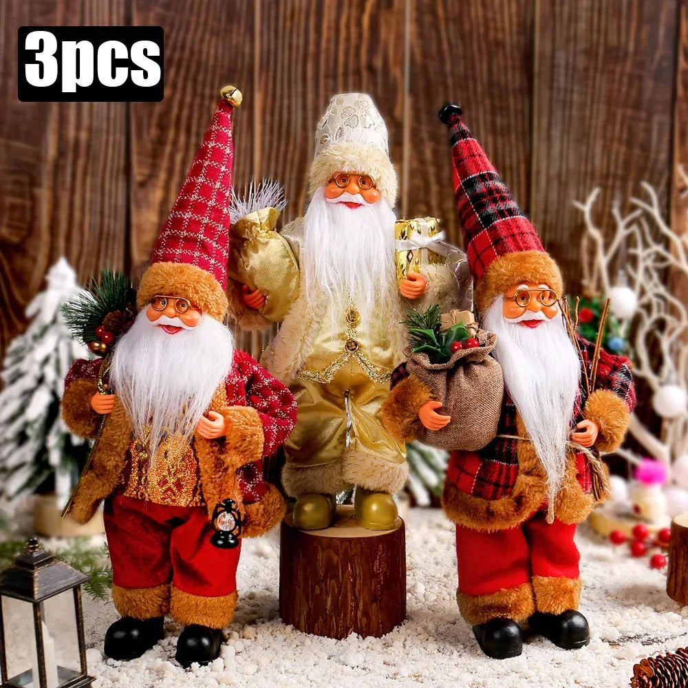 1~4PCS 2025 Christmas Decoration for Home Santa Claus Plush Doll 30cm Navidad Party Decor Xmas Ornaments New Year Gift Econic Blanks