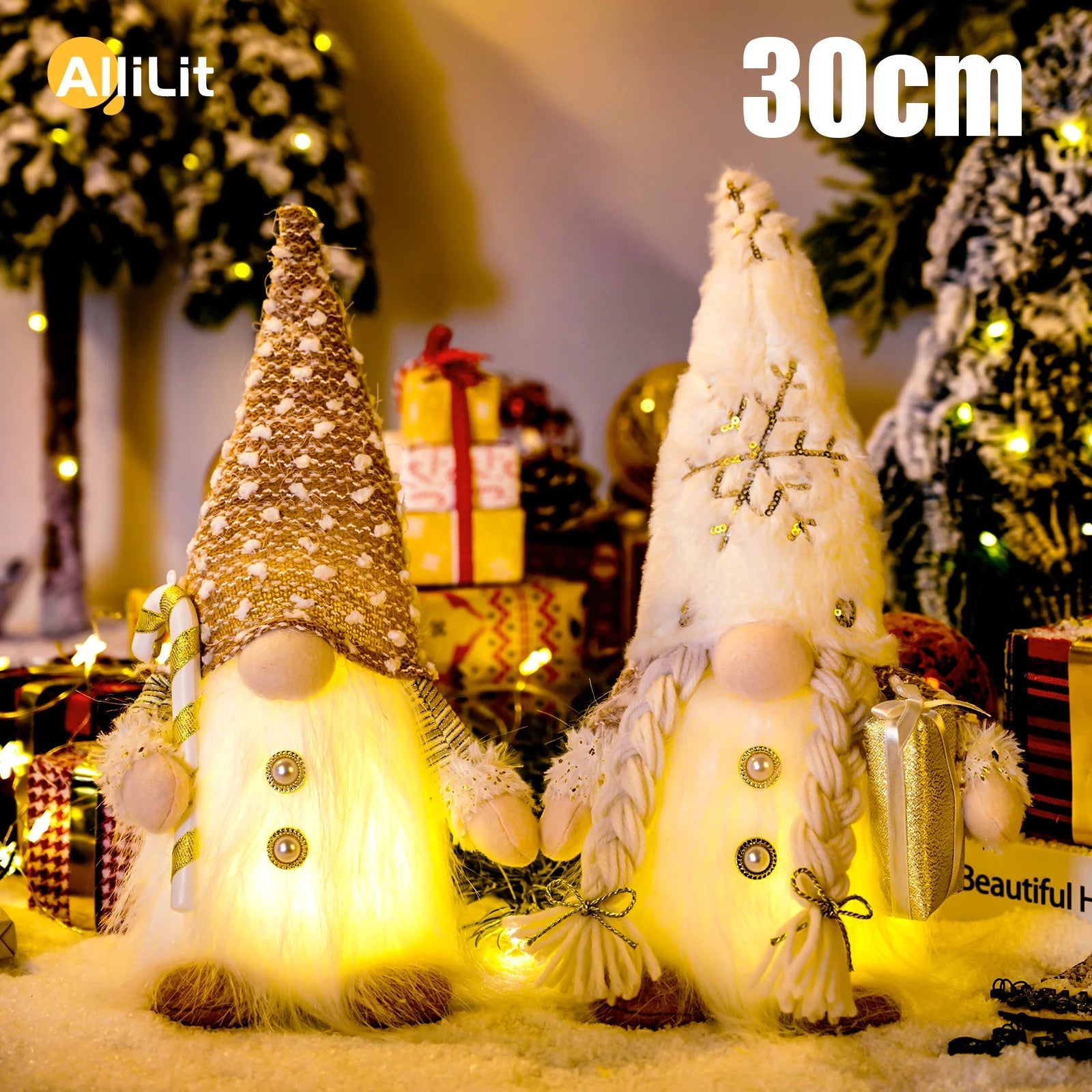 Glowing Gnome Christmas Faceless Doll 30cm – LED Tree Decoration 2025, Night Light Xmas Gift & New Year Home Décor Econic Blanks