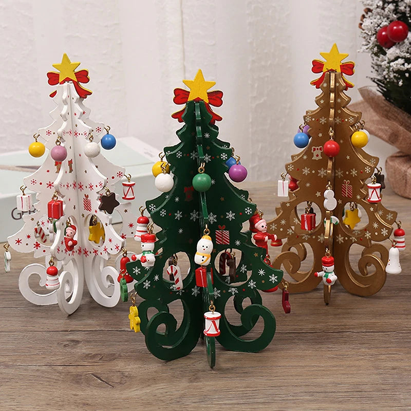 Christmas Tree Children's Handmade DIY Stereo Wooden Christmas Tree Scene Layout Christmas Decorations Ornaments Hot Econic Blanks
