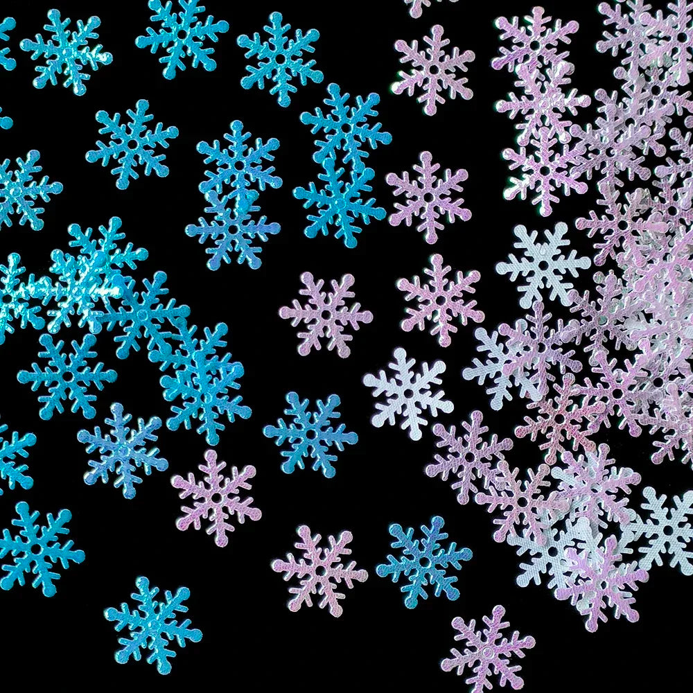 300pcs 2cm Christmas Snowflakes Confetti Xmas Tree Ornaments Christmas Decorations for Home Winter Party Cake Decor Supplies Econic Blanks