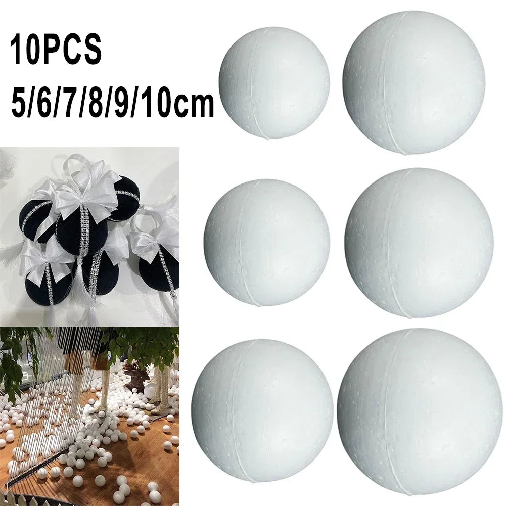 10pcs Solid Foam Balls 50mm–100mm – Polystyrene Round DIY Accessories for Crafts, Party & Christmas Decorations Econic Blanks