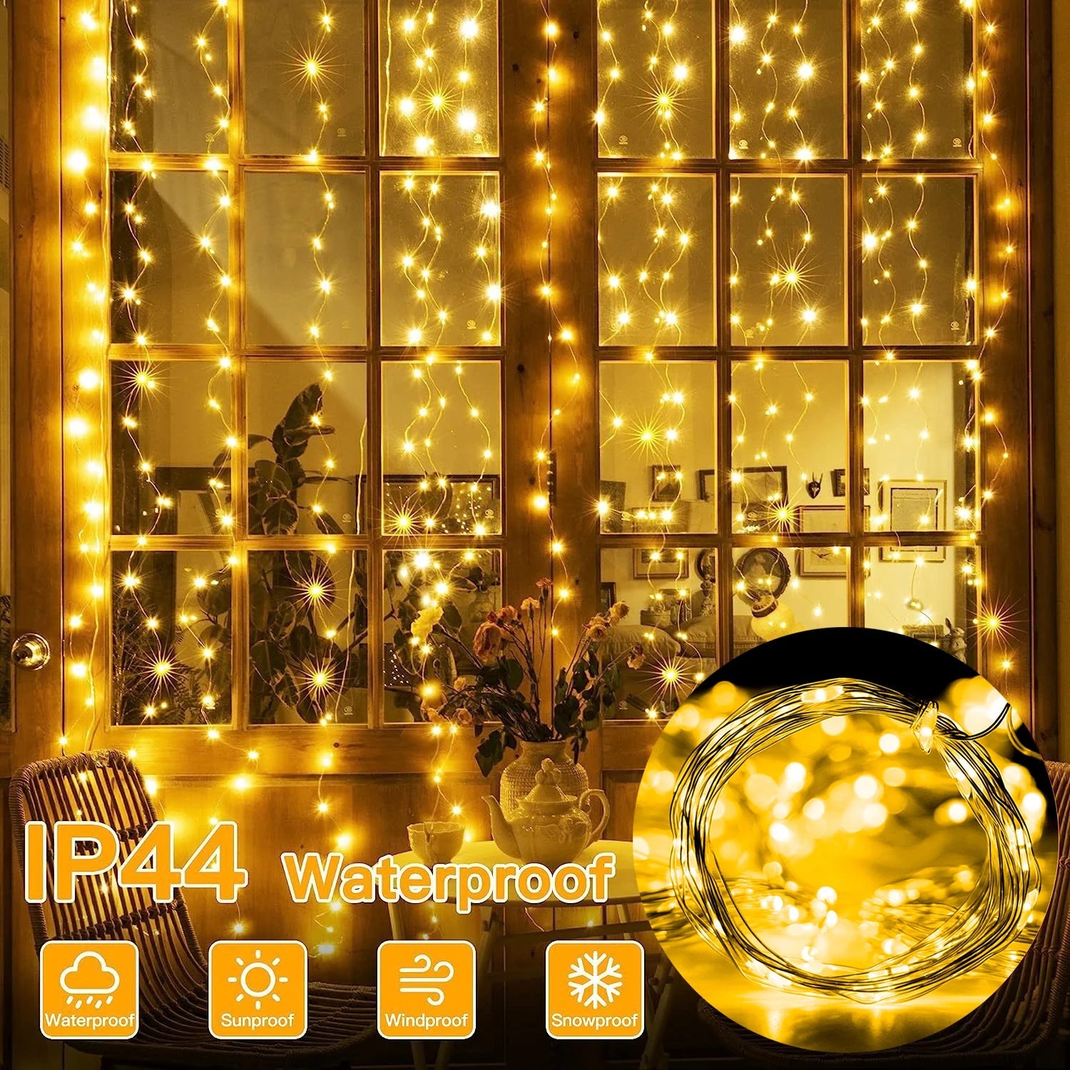 Christmas Lights LED Fairy String Curtain Lights 8 Mode Remote USB Festoon Christmas Decor For Home Holiday New Year Lamp Econic Blanks