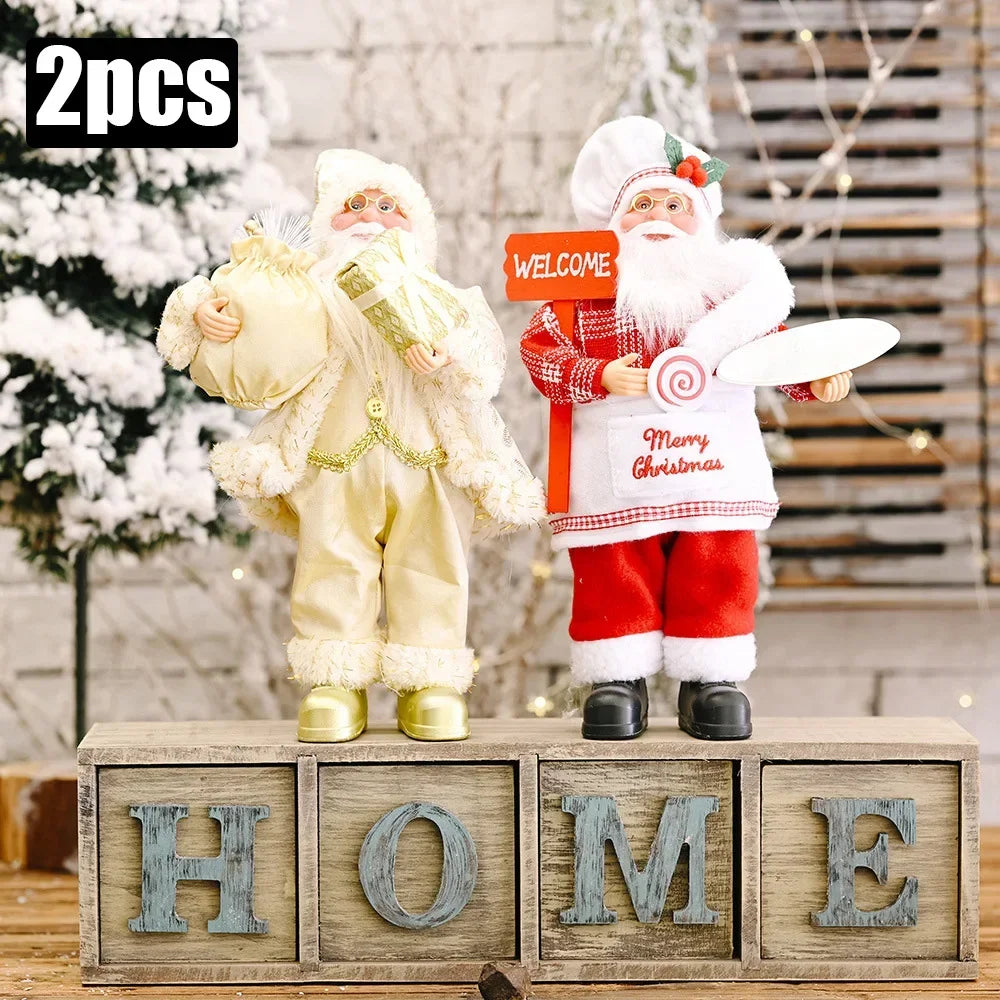 1~4PCS 2025 Christmas Decoration for Home Santa Claus Plush Doll 30cm Navidad Party Decor Xmas Ornaments New Year Gift Econic Blanks