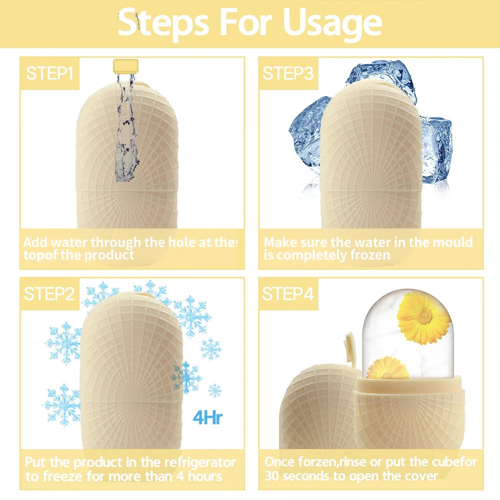 Ice Roller for Face and Eyes Silicone Ice Mold, Cooling and Firming Facial Skin Ice Roller Leak-proof Reusable Facial Care Tool Econic Blanks