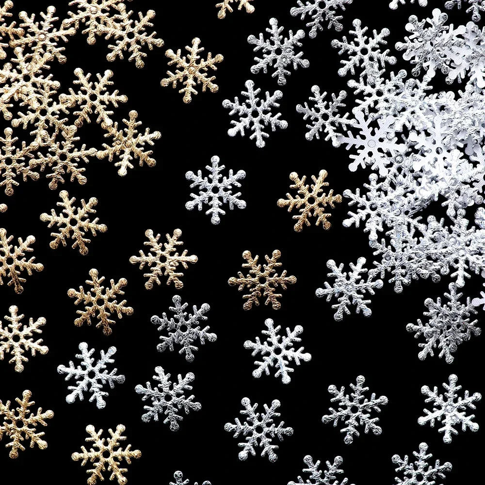 300pcs 2cm Christmas Snowflakes Confetti Xmas Tree Ornaments Christmas Decorations for Home Winter Party Cake Decor Supplies Econic Blanks