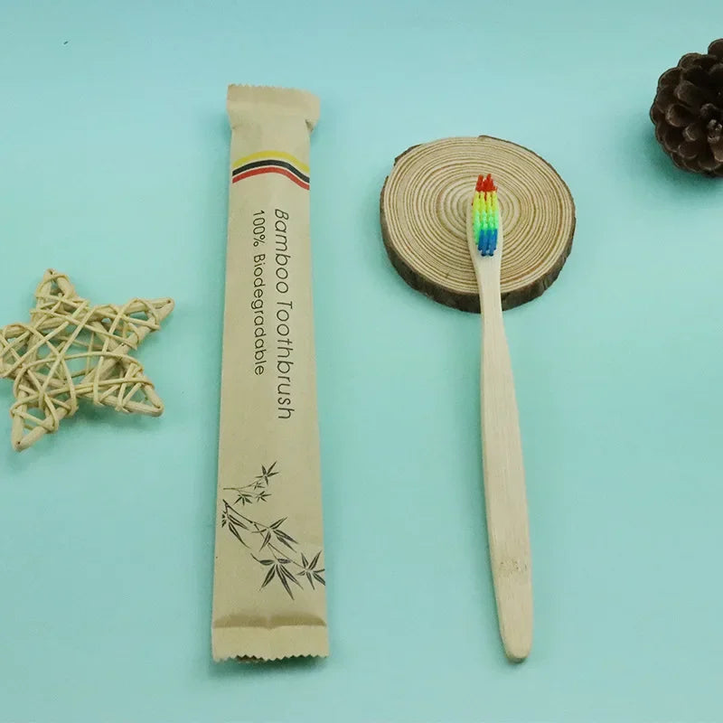 Natural Colorful Toothbrush Eco Soft Bristle Bamboo Toothbrush Bamboo Charcoal Vegan Tooth Dental Oral Care Plastic Free 10Pcs Econic Blanks